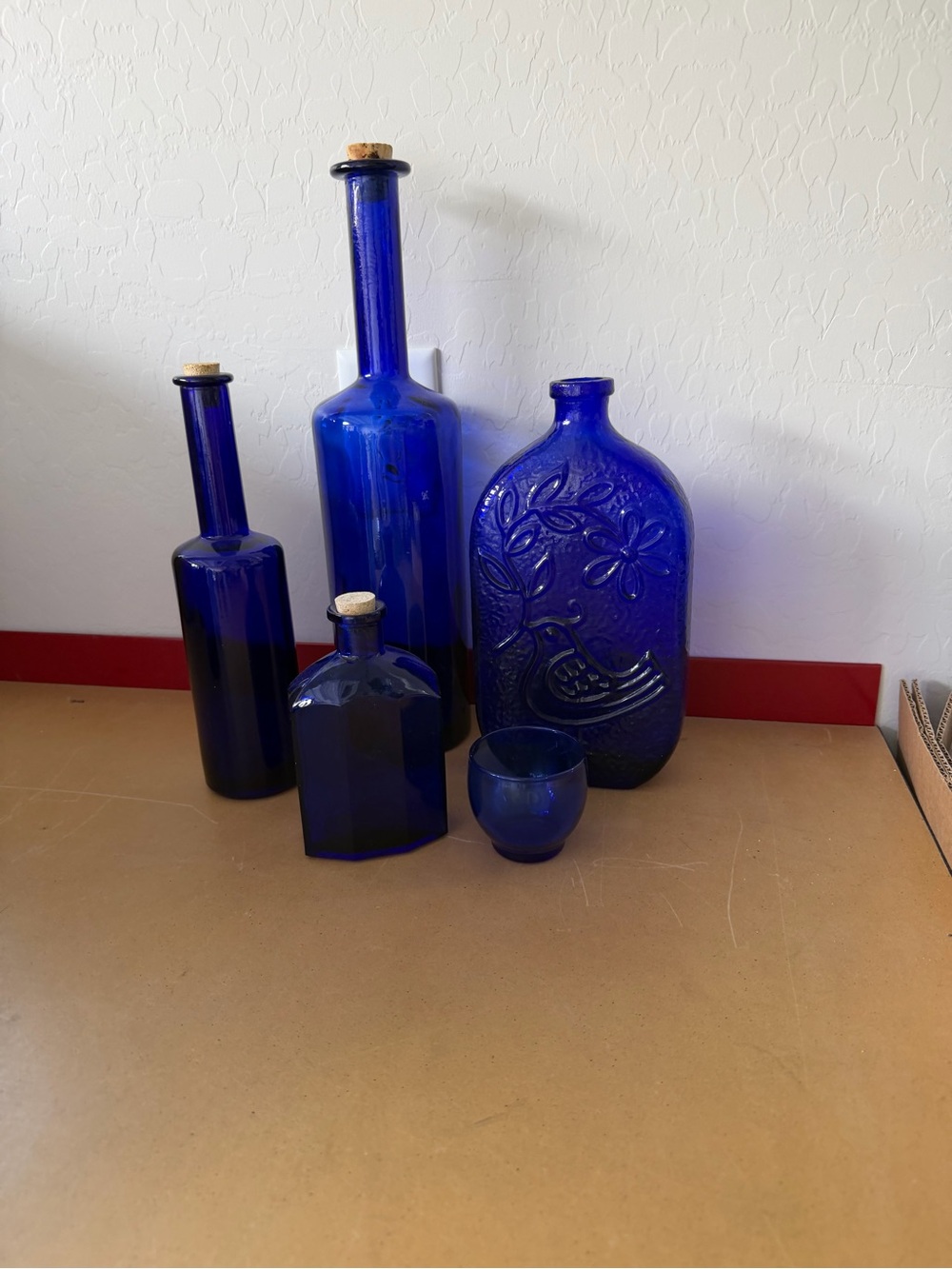 Cobalt Blue Decorative Glass Bottle Set of 5 - Home Accents